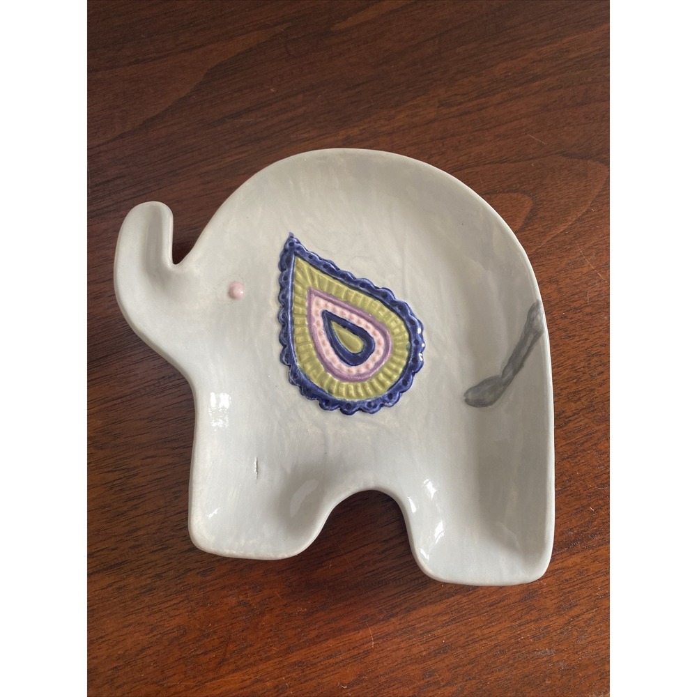 Studio‎ Pottery Dish Elephant Design Signed, Change Or Jewelry Holder